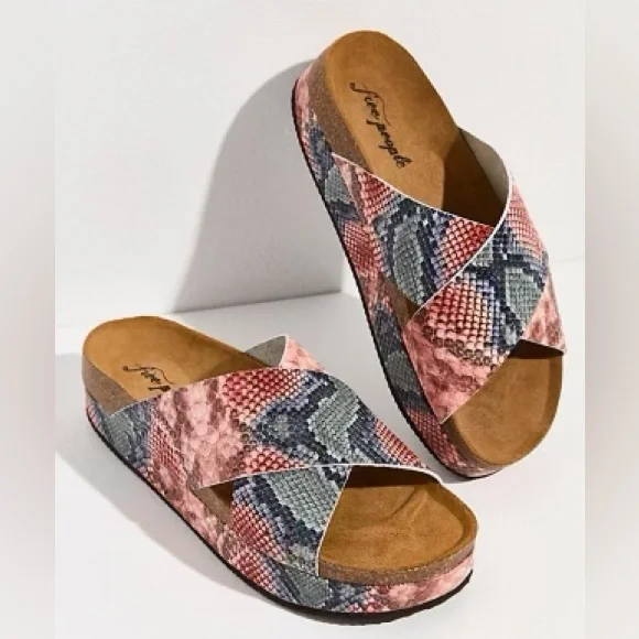 Free People Sidelines Flatform Candy Snake Sandals Size EU 39- NWOT - Picture 3 of 13